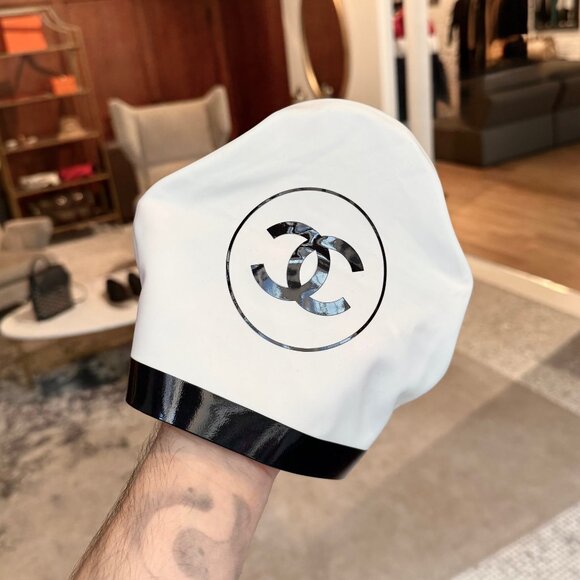 Chanel SS24 Set of 2 Black White CC Silicone Swim Caps - Picture 6 of 10